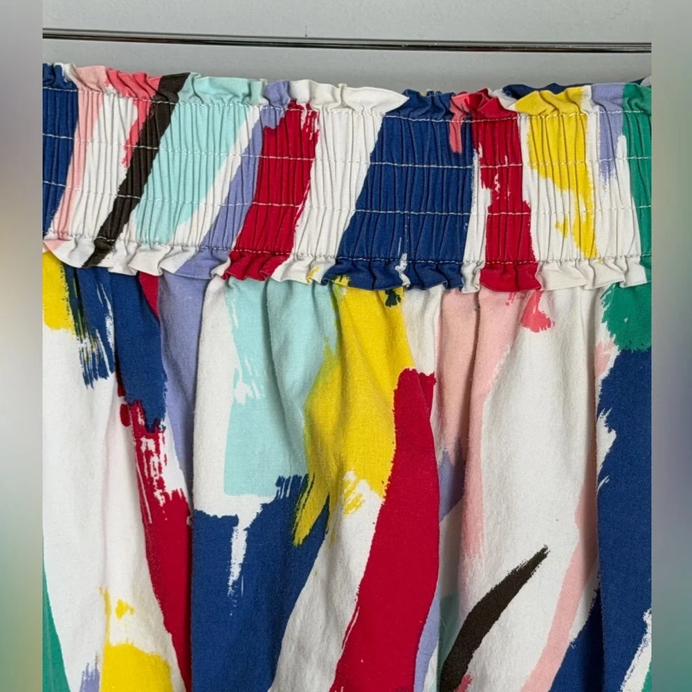 Kate Spade Skirt The Rules XL Multicolor Brushstroke A-Line Skirt Elastic Waist - Picture 4 of 10